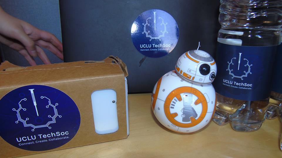 BB8 nestled amongst our TechSoc swag at the stall
